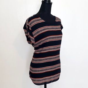 Ann Taylor Blouse Large Stripped Blue oversized